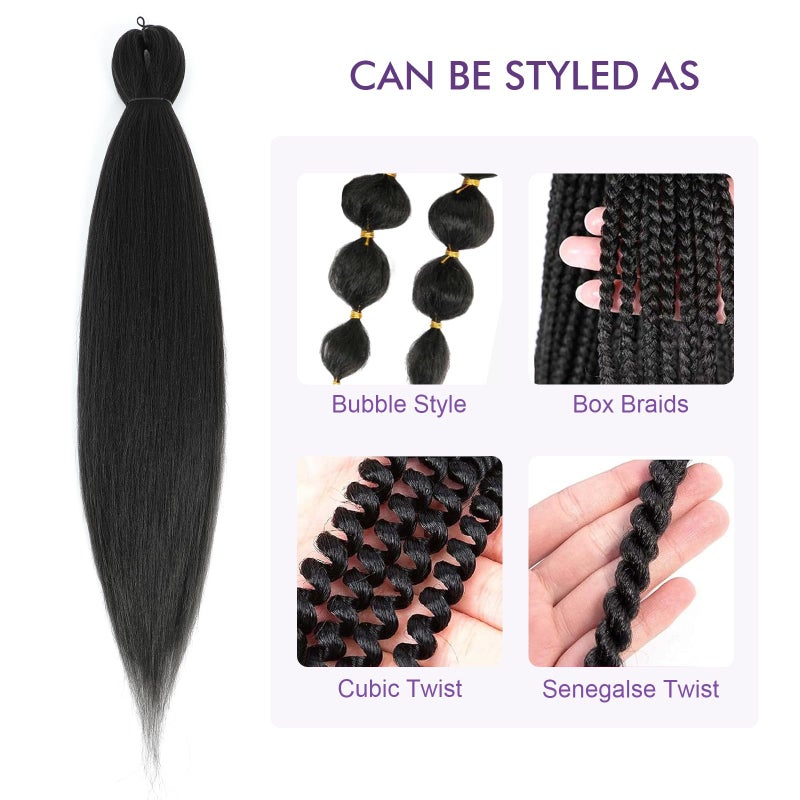 ROSDINA Pre-stretched Braiding Hair - 26 Inch 8 Packs Dark Brown Super Long Braiding Hair For Twist or Box Braids, Yaki Texture Hot Water Setting Synthetic Braiding Hair Extensions (26 Inch, #2-8P) - Image 4